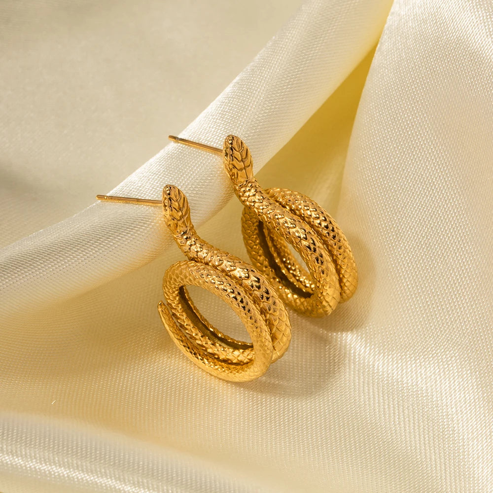 Golden Serpentine Elegance Earrings Earrings Lunarity Garage   