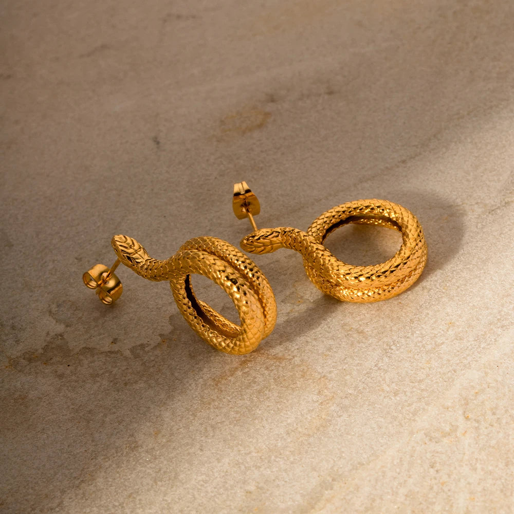 Golden Serpentine Elegance Earrings Earrings Lunarity Garage   