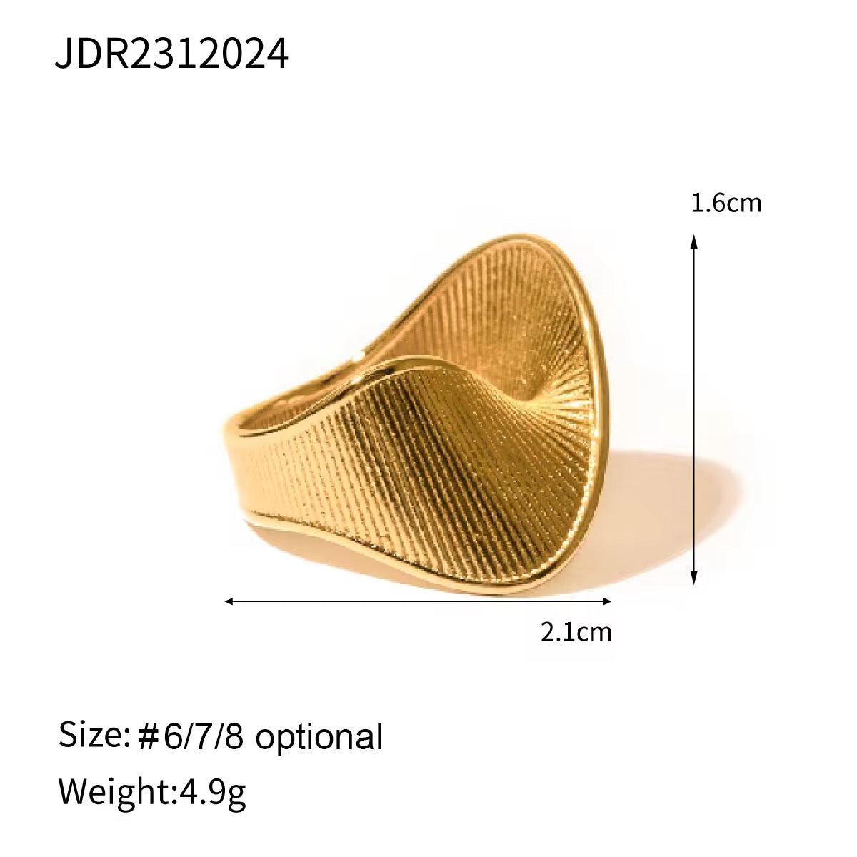 Golden Wave DNA-Inspired Irregular Statement Ring ring LUNARITY GARAGE