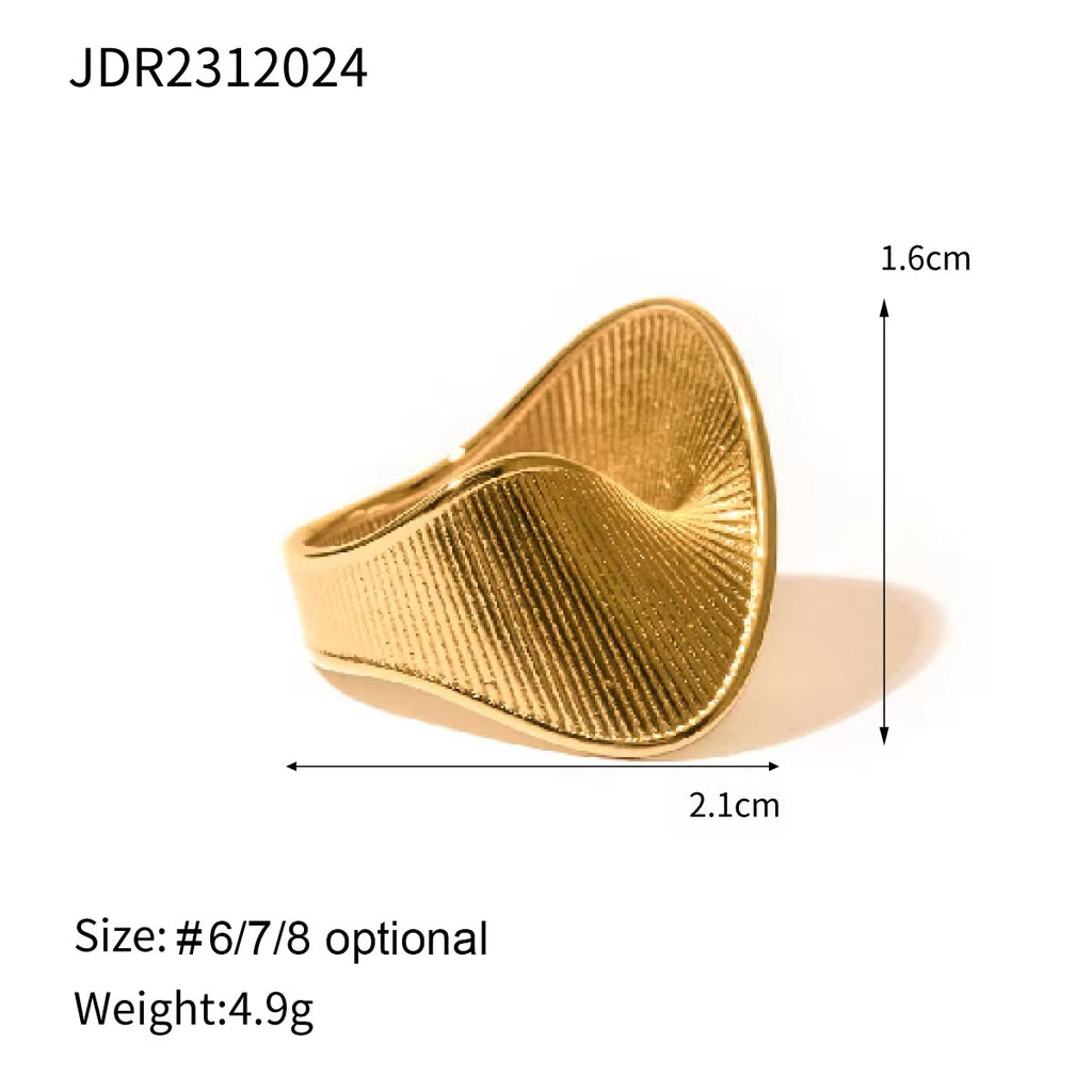 Golden Wave DNA-Inspired Irregular Statement Ring ring LUNARITY GARAGE   