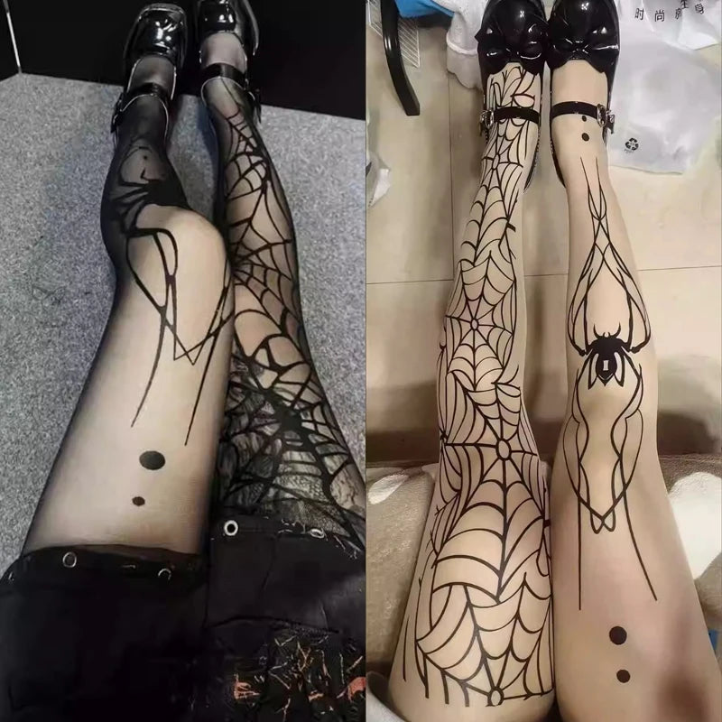 Gothic Vintage Dark Fishnet Tights Stocking Women Emo Alternative Sexy Spider Web Witch Pantyhose Y2k E-girl Cyber Punk Socks Socks Lunarity Garage