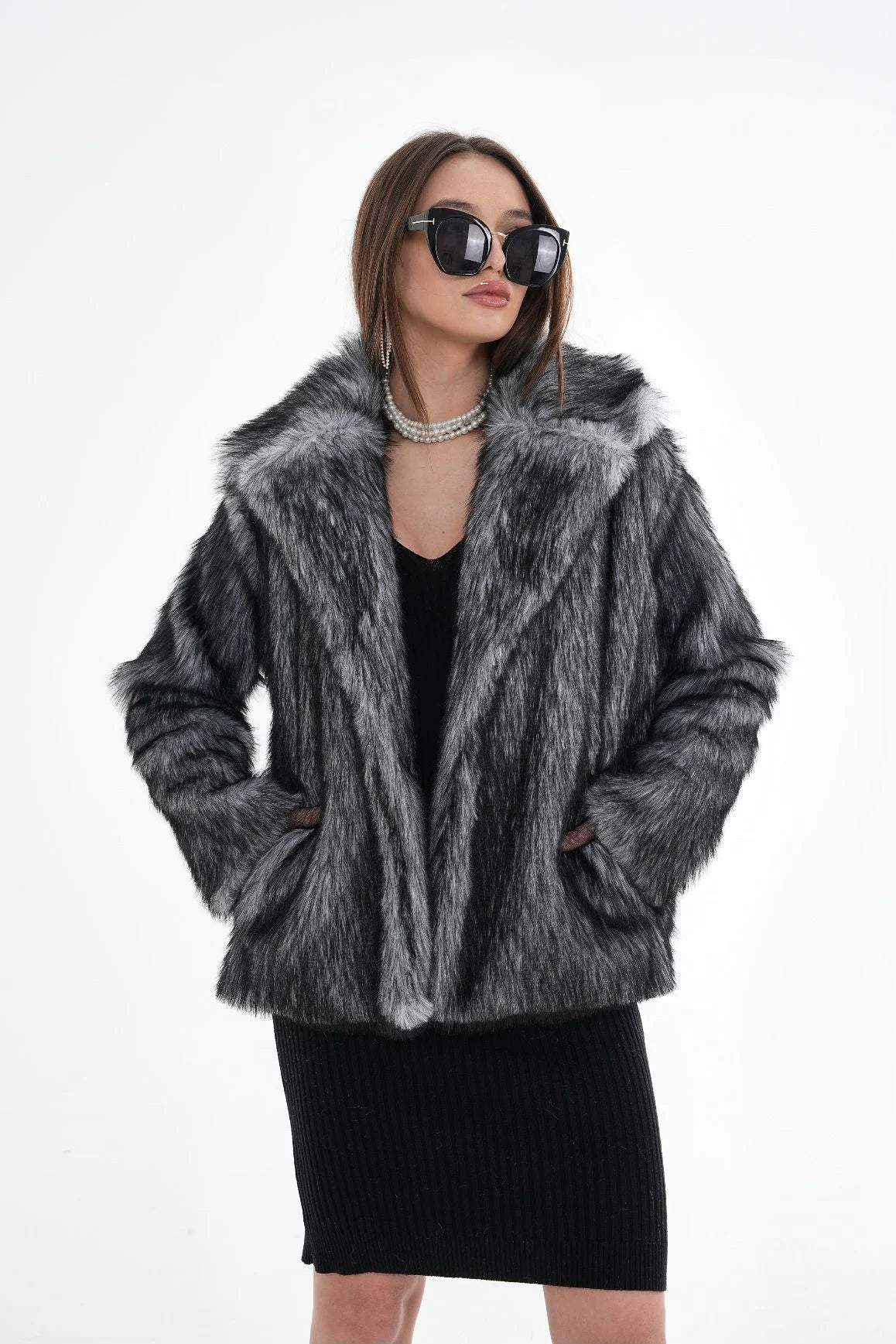 Textured Faux Fur Jacket faux fur coat LUNARITY GARAGE