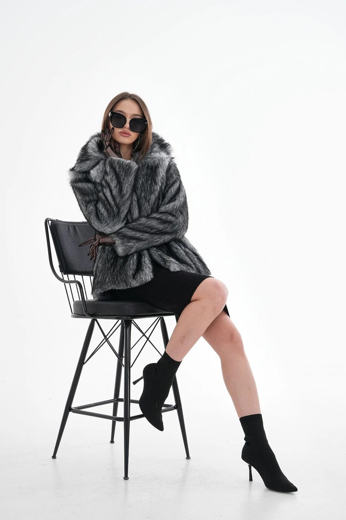 Textured Faux Fur Jacket faux fur coat LUNARITY GARAGE