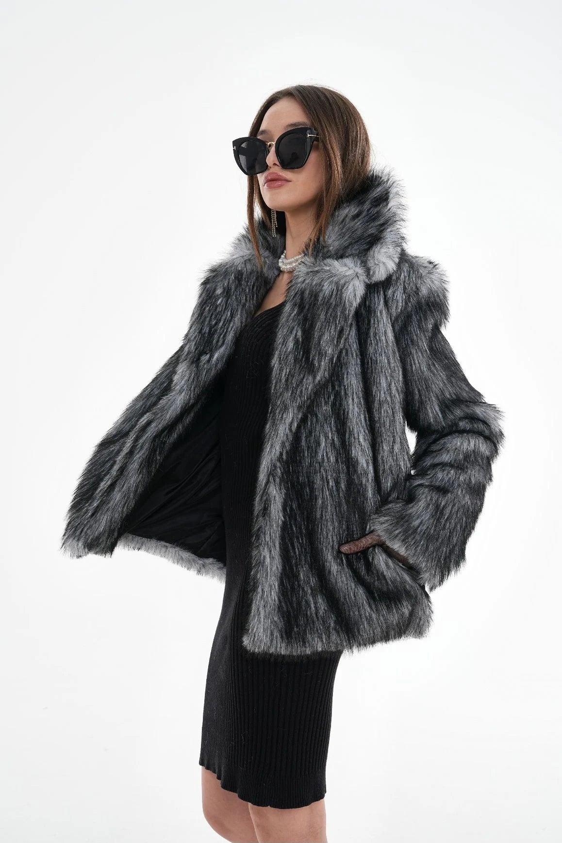 Textured Faux Fur Jacket faux fur coat LUNARITY GARAGE