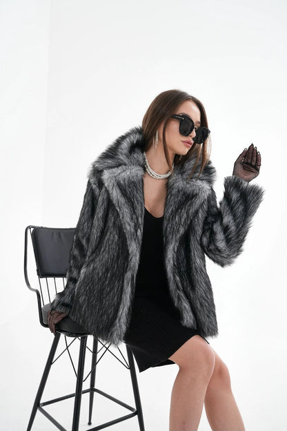 Textured Faux Fur Jacket faux fur coat LUNARITY GARAGE