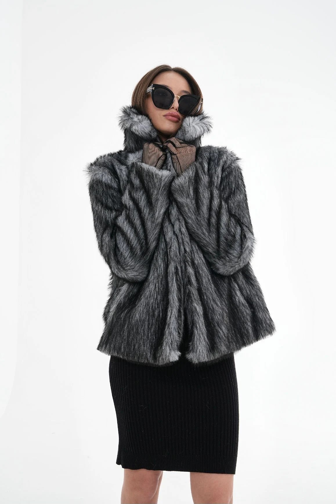 Textured Faux Fur Jacket faux fur coat LUNARITY GARAGE Small