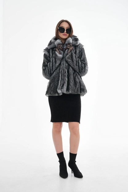 Textured Faux Fur Jacket faux fur coat LUNARITY GARAGE