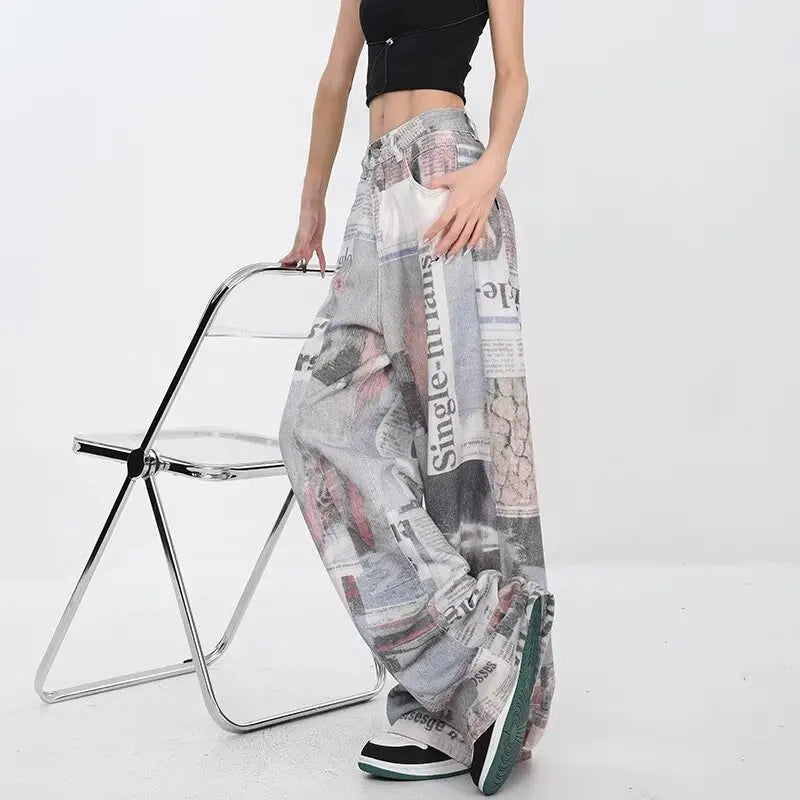 2000s Trashy Graphic Baggy Jeans Vintage Y2K Oversized Wide-Leg Pants PANTS Lunarity Garage   