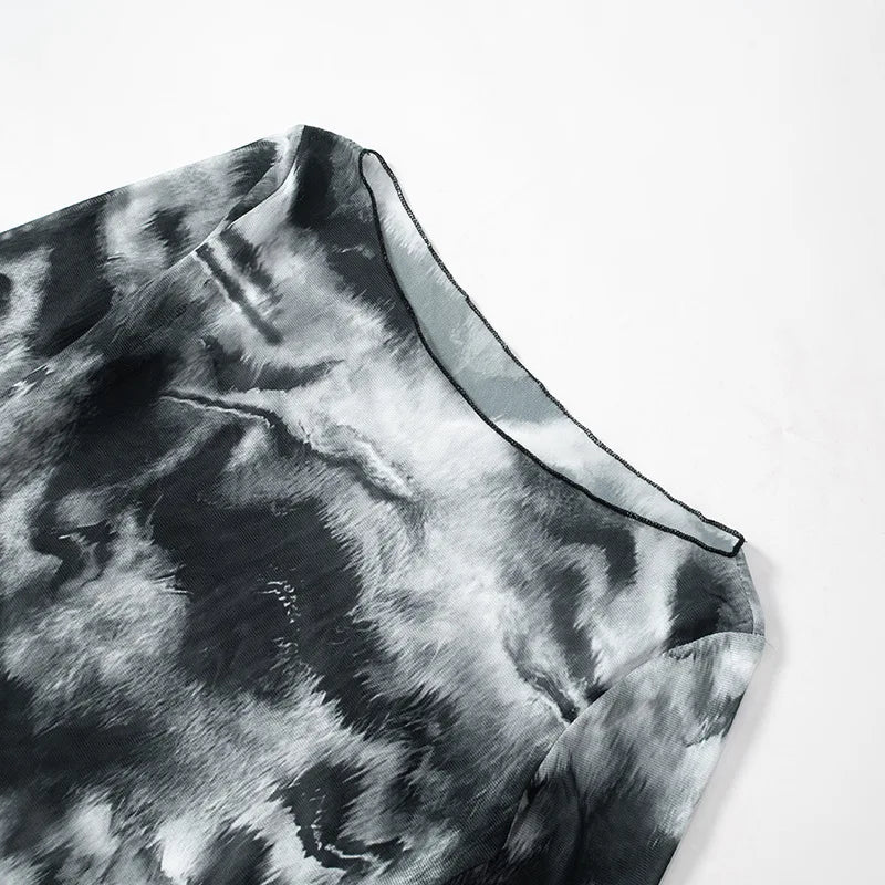 Vintage Cyber Techwear Long Sleeve Mesh Crop Top crop top Lunarity Garage