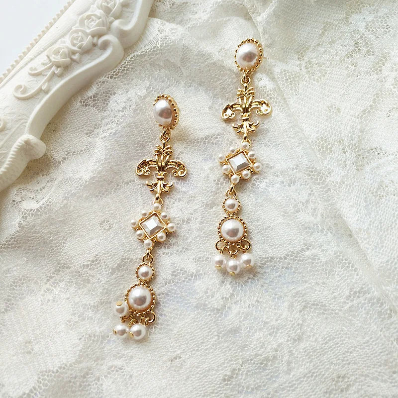 Vintage French Baroque Cross Pearl Clip-On Earrings Earrings Lunarity Garage