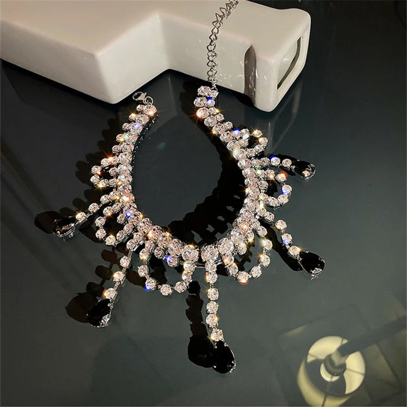 Black Water Drop Crystal Choker Necklace Necklace Lunarity Garage   