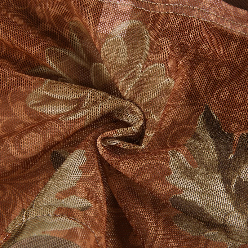 Leaves Printed Lace Patchwork Mesh Crop Top crop top Lunarity Garage