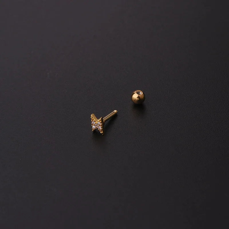 Titanium Steel Zircon Opal Cartilage Stud Earrings - 16g Helix Piercing Jewelry Ear Piercings Lunarity Garage