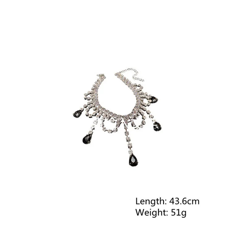 Black Water Drop Crystal Choker Necklace Necklace Lunarity Garage   
