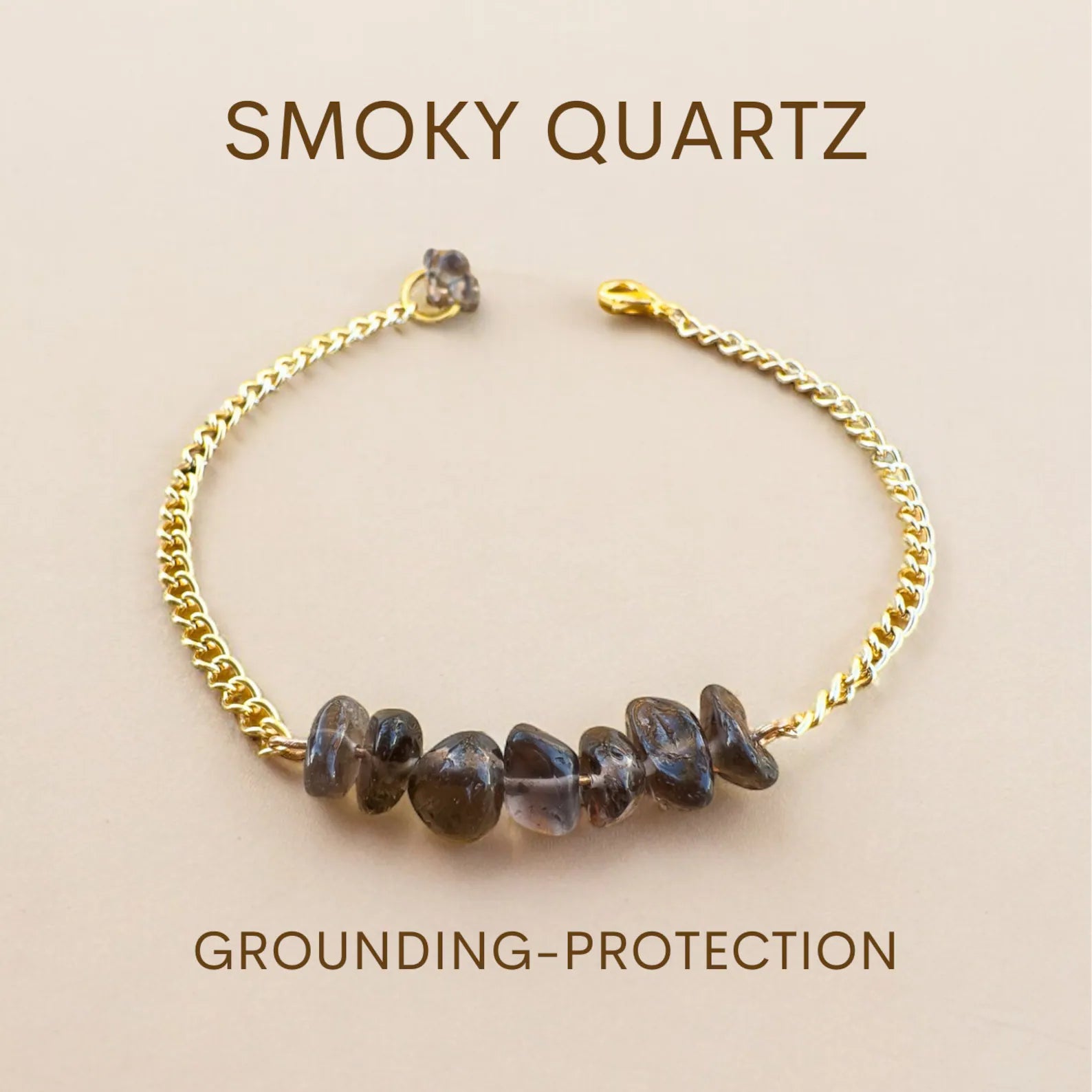 Handmade Smoky Quartz Gemstone Bracelet bracelets LUNARITY GARAGE Bold Gold  