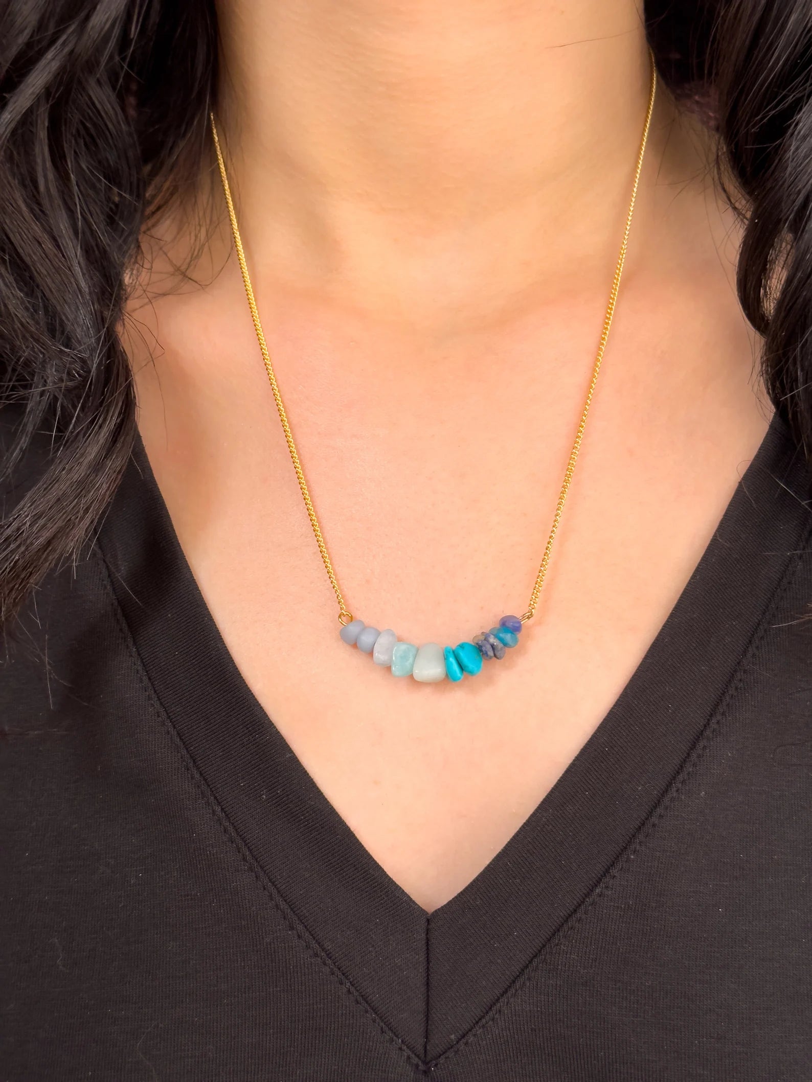 Throat Chakra Gemstone Necklace necklaces LUNARITY GARAGE 16 Inches