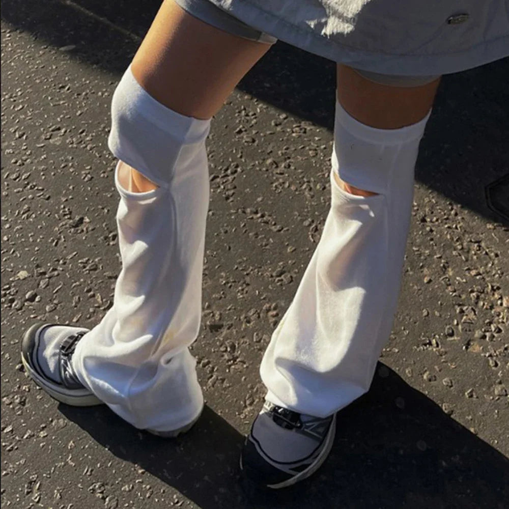 Harajuku Style White Hollow Leg Warmers Leg Warmers Lunarity Garage