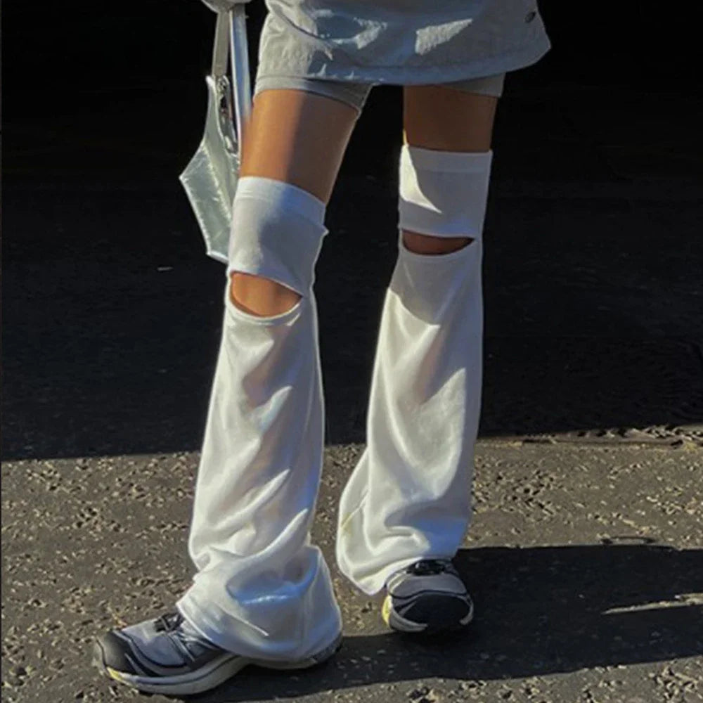 Harajuku Style White Hollow Leg Warmers Leg Warmers Lunarity Garage