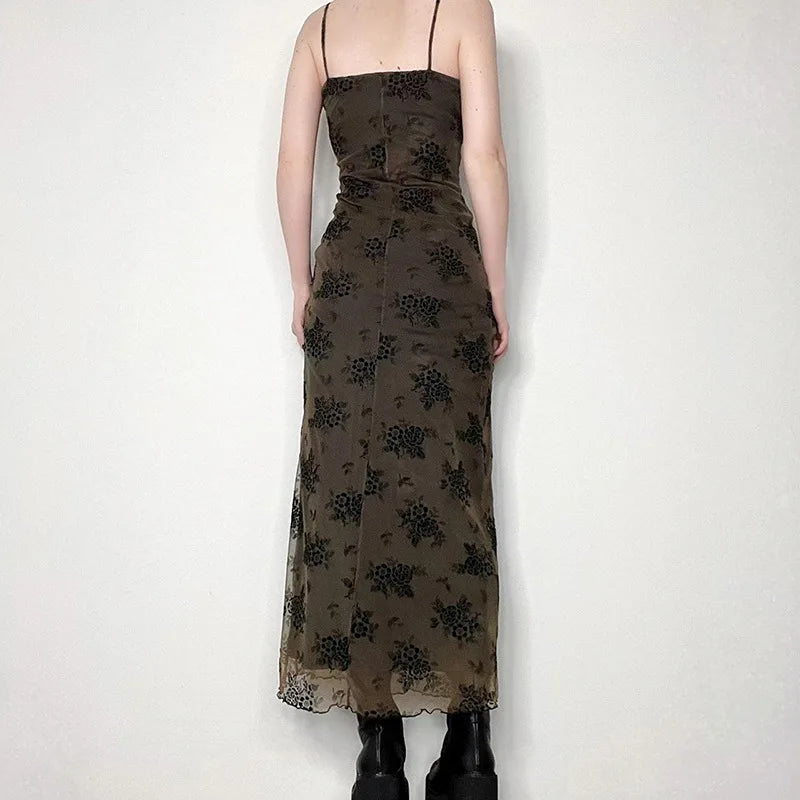 Sexy Floral Print Mesh Patchwork Dress Dress Lunarity Garage   