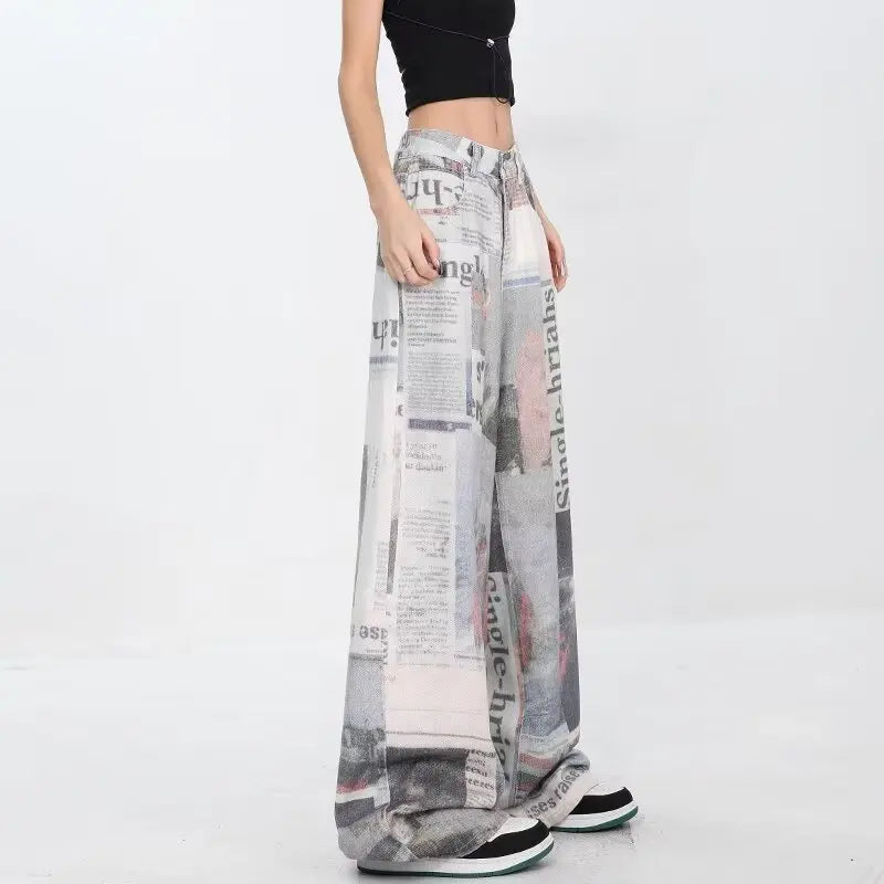 2000s Trashy Graphic Baggy Jeans Vintage Y2K Oversized Wide-Leg Pants PANTS Lunarity Garage