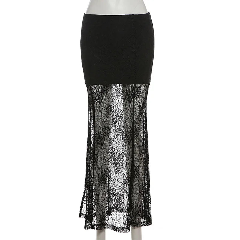 Gothic Lace Patchwork High Waist Skirt Skirts Lunarity Garage