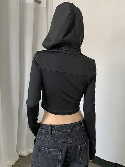 Cyber Techwear Hooded Crop Jacket BLOUSE Lunarity Garage   