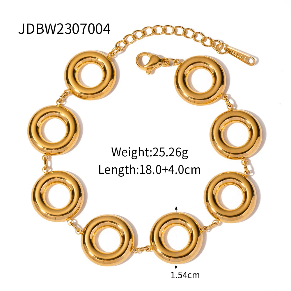 Gold Color Doughnut Round Chain Bracelet bracelets LUNARITY GARAGE   