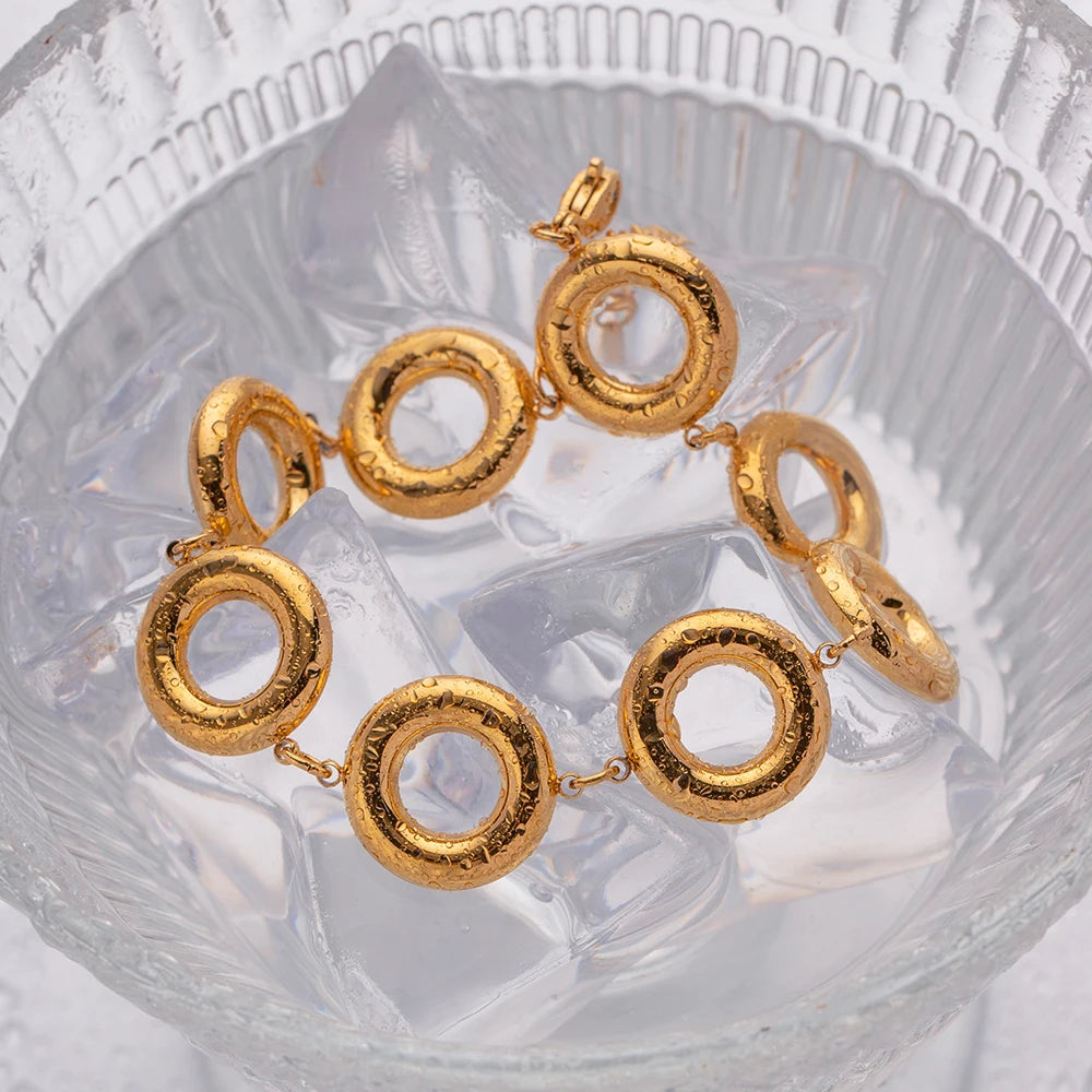 Gold Color Doughnut Round Chain Bracelet bracelets LUNARITY GARAGE   