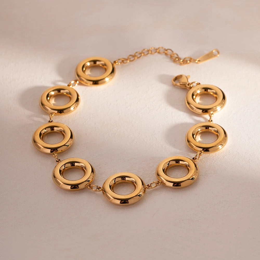 Gold Color Doughnut Round Chain Bracelet bracelets LUNARITY GARAGE   