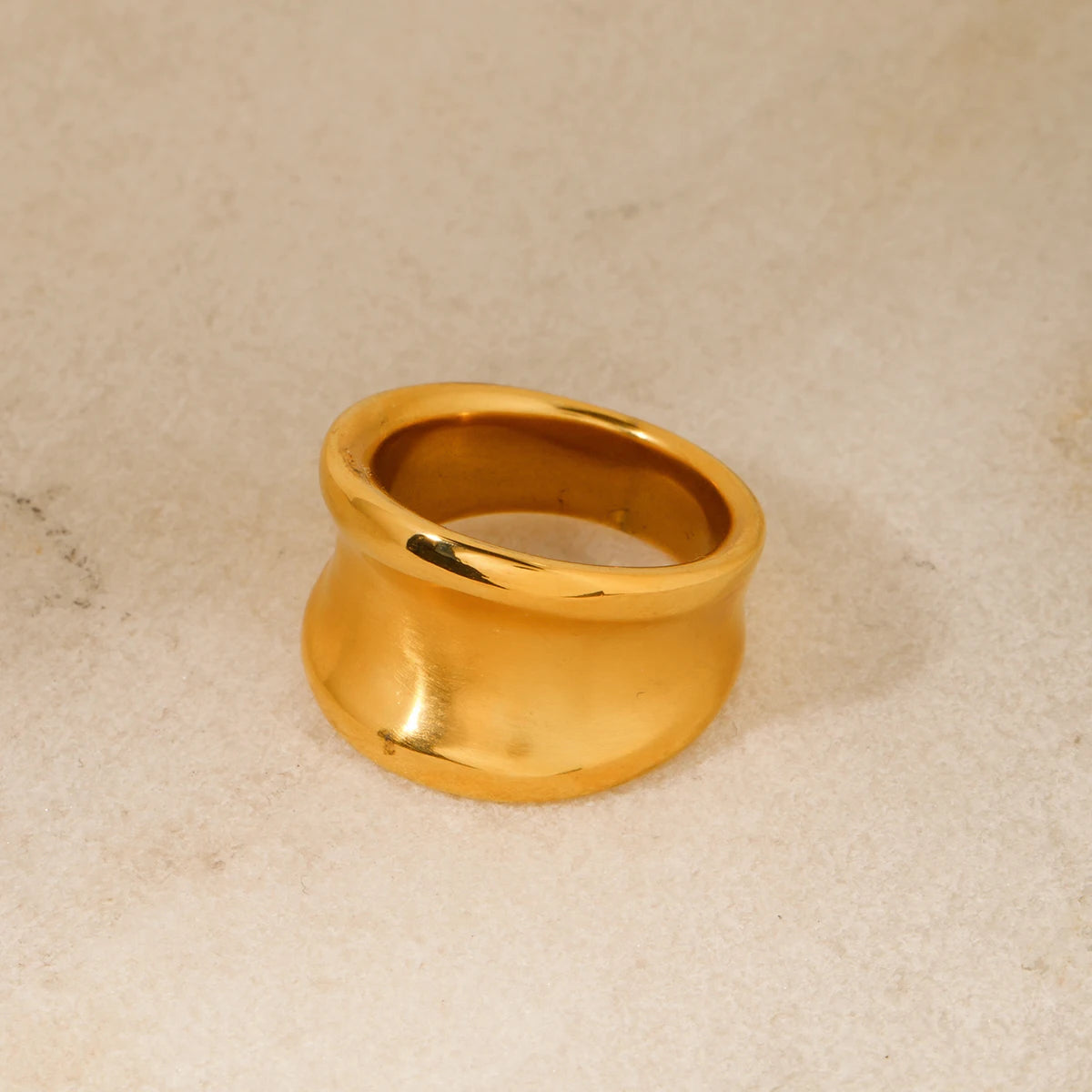 Elegant Charm Gold Color Geometric Brushed Closed Ring ring LUNARITY GARAGE