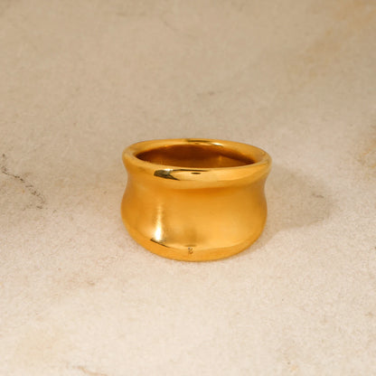 Elegant Charm Gold Color Geometric Brushed Closed Ring ring LUNARITY GARAGE   