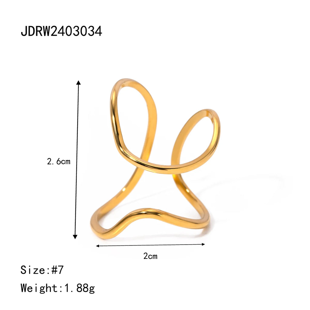 Gold Color Minimalist Lines Opening Ring ring LUNARITY GARAGE   