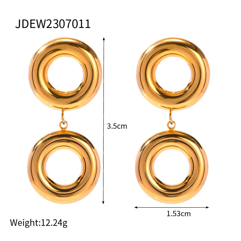 Elegant O-Shaped Multiple Circle Dangle Stud Earrings earrings LUNARITY GARAGE   