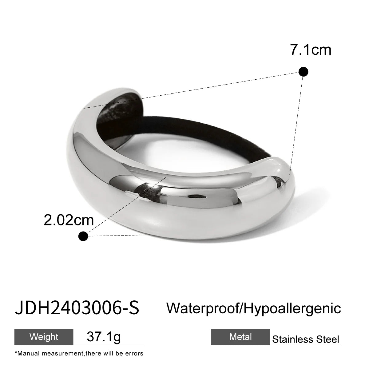 Elegant Stainless Steel Curved Buckle Hair Tie Buckle LUNARITY GARAGE Silver