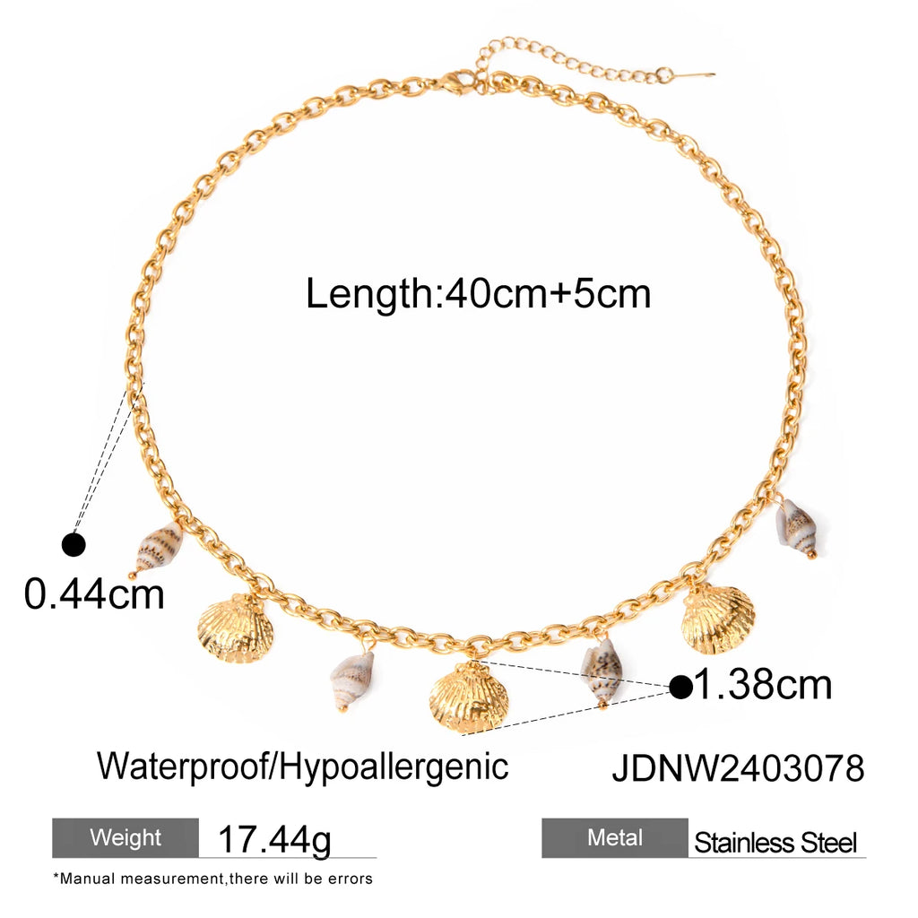 Elegant Summer Sea Shell & Conch Pendant Necklace necklaces LUNARITY GARAGE   