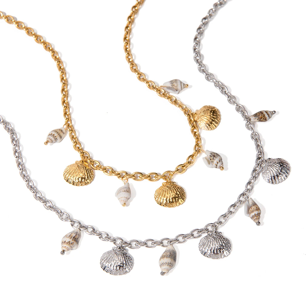 Elegant Summer Sea Shell & Conch Pendant Necklace necklaces LUNARITY GARAGE   