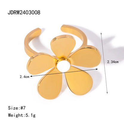 Refined Light Luxury Drip Oil Five-Petal Flower Daisy Open Ring ring LUNARITY GARAGE   