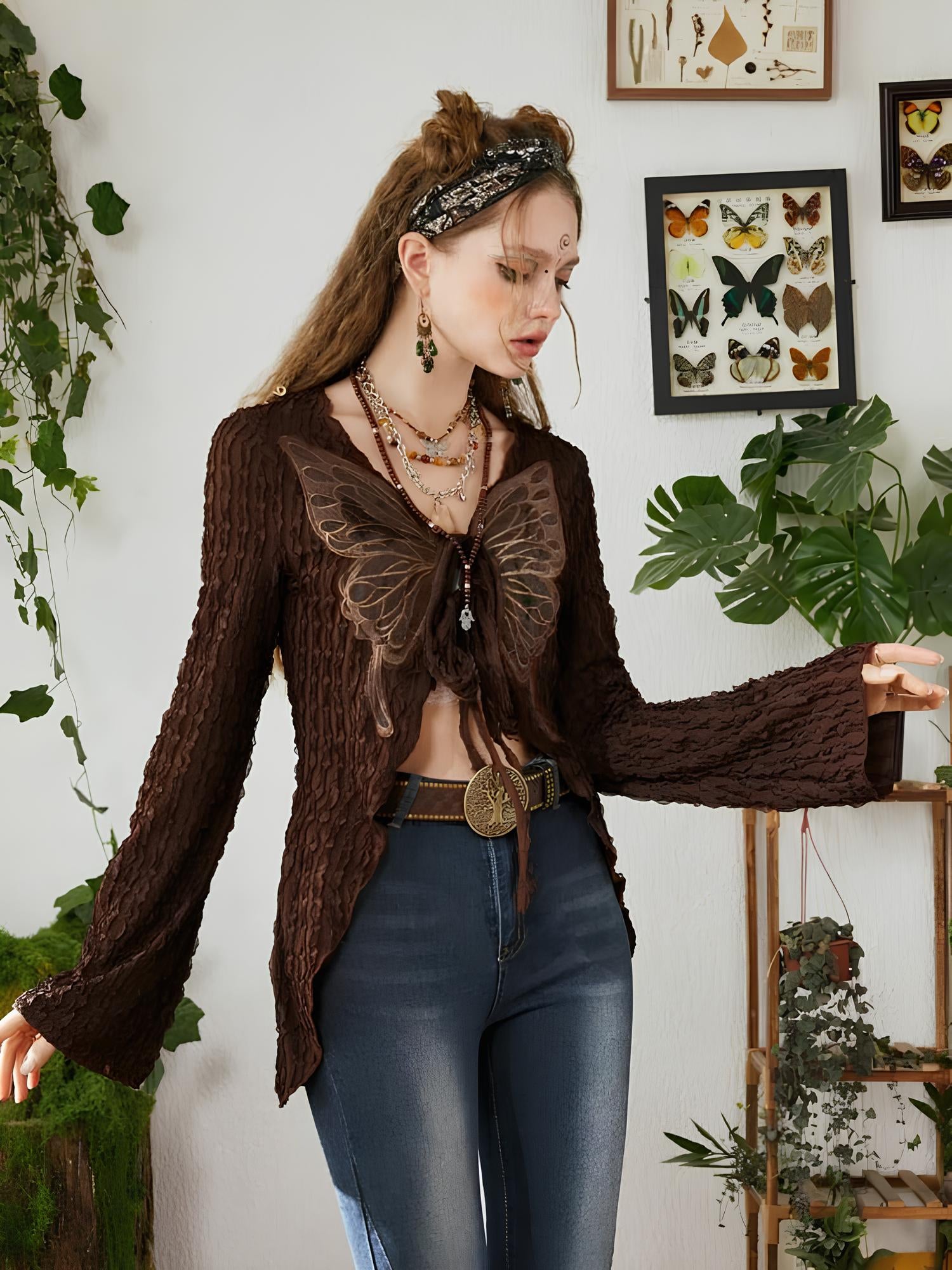Lace Butterfly Patchwork Cardigan Top Tops Lunarity Garage