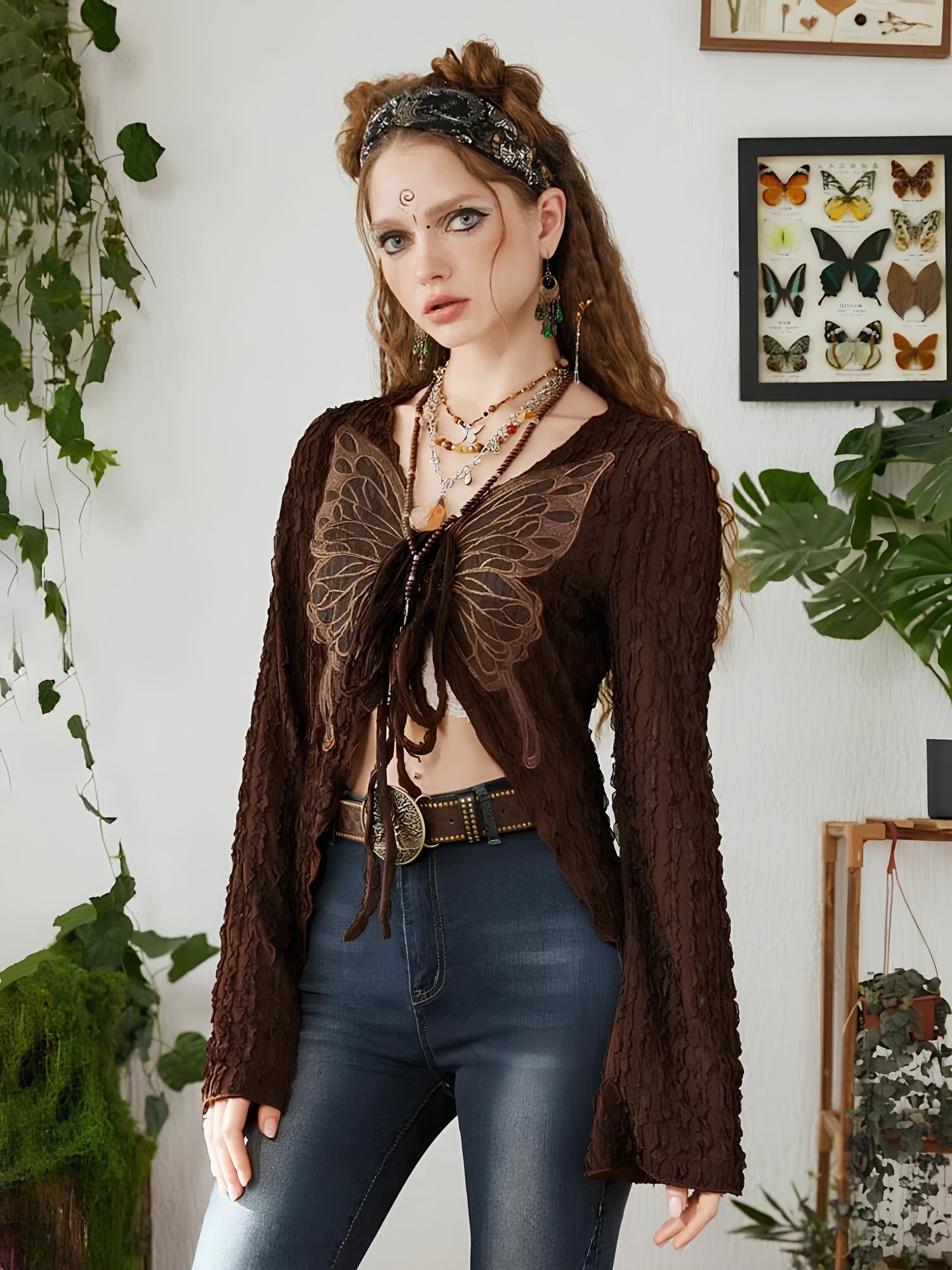 Lace Butterfly Patchwork Cardigan Top Tops Lunarity Garage