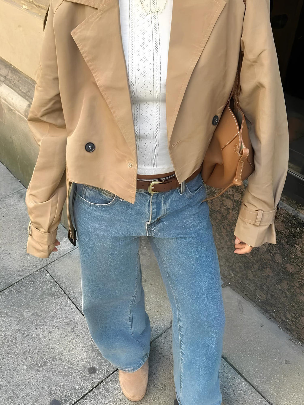Chic Belted Cropped Trench Coat Coats Lunarity Garage   