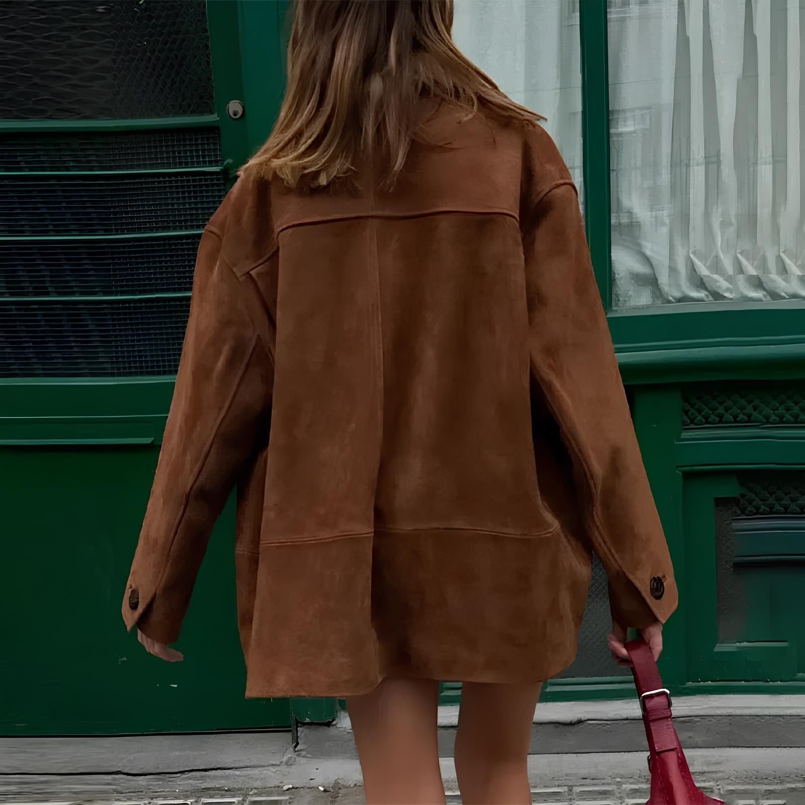 Brown Single Breasted Faux Leather Coat Coats Lunarity Garage