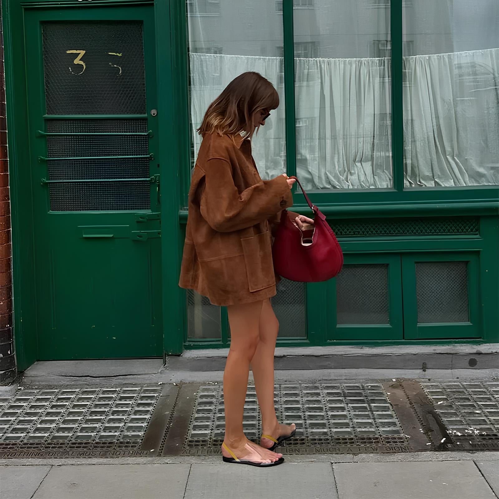 Brown Single Breasted Faux Leather Coat Coats Lunarity Garage S