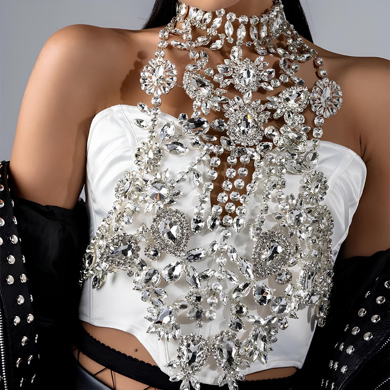 Exquisite Shimmer Zircon Bra Chain Necklace Body jewelry Lunarity Garage