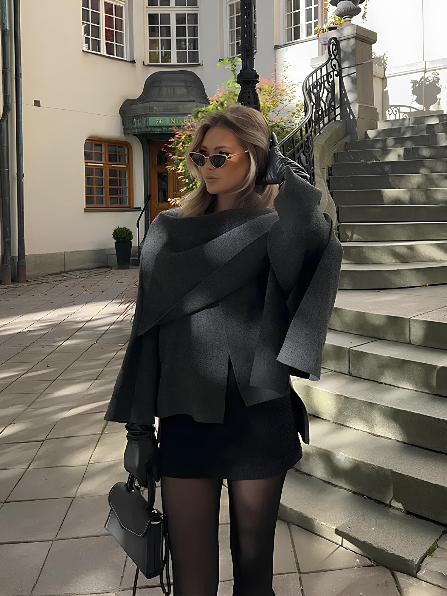 Elegant Scarf Collar Woolen Jacket Jackets Lunarity Garage