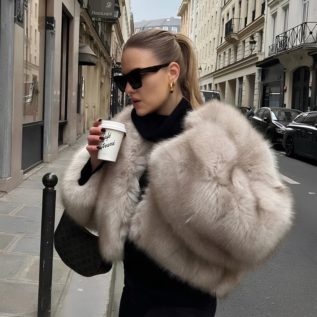 Iconic Gradient Faux Fur Cropped Jacket Jackets Lunarity Garage Gray S 