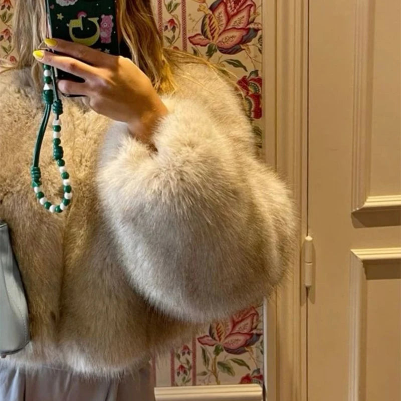 Iconic Gradient Faux Fur Cropped Jacket Jackets Lunarity Garage   
