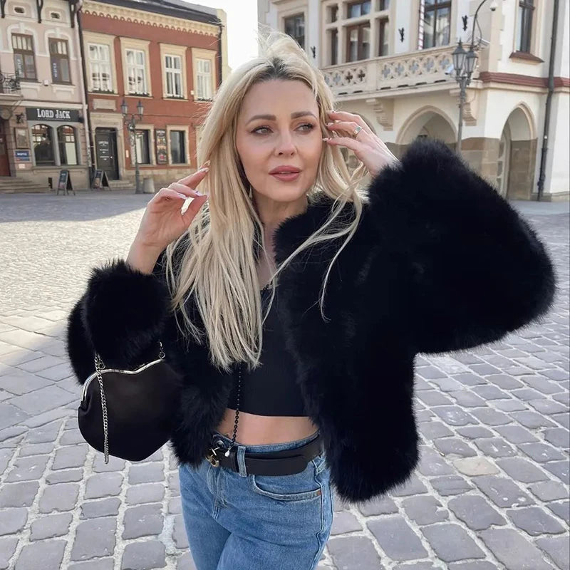 Iconic Gradient Faux Fur Cropped Jacket Jackets Lunarity Garage   