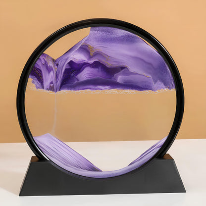 3D Sandscape Moving Sand Art – Round Glass Quicksand Hourglass Decor Hourglass Lunarity Garage Purple