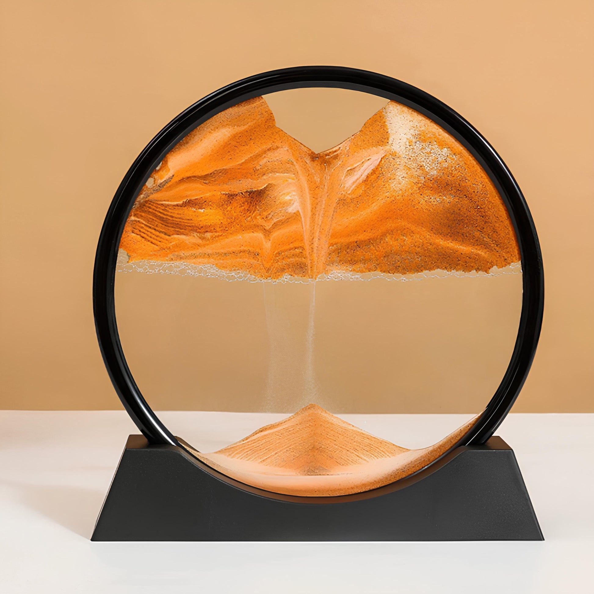 3D Sandscape Moving Sand Art – Round Glass Quicksand Hourglass Decor Hourglass Lunarity Garage Orange