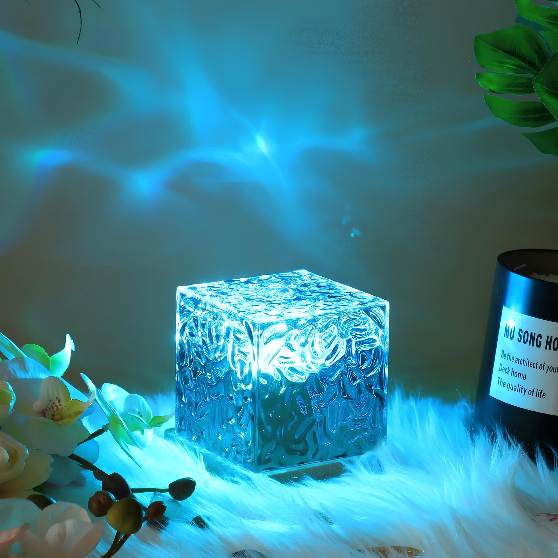 Water Ripples Projector Lamp – Ocean Wave Nightlight with 16 Colors and Rotating Flame Effect Night Lights Lunarity Garage